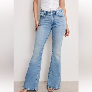 Good American Light Blue Flare Jeans Petite 00/24